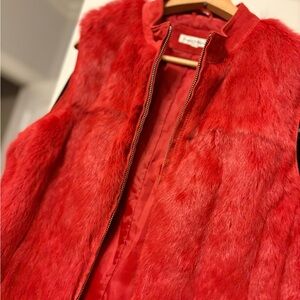 Yvonne Marie vintage rabbit fur red vest